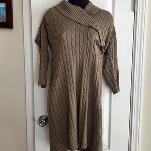 Calvin Klein Sweater Dress with Leather Buckle.